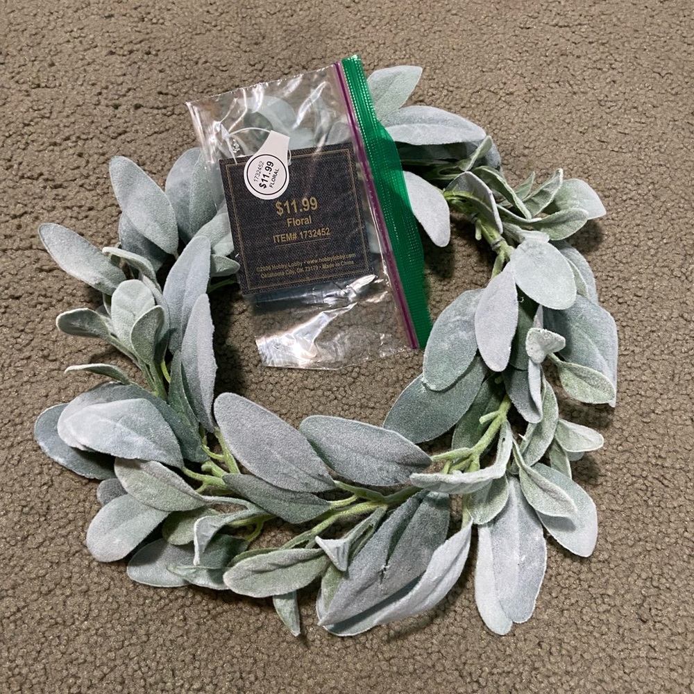 Lambs ear wreaths for wedding centerpiece.